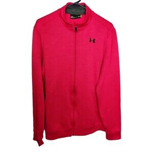 Under Armour Coldgear Full Zip Pockets Red Fleece Interior Loose Fit Size L